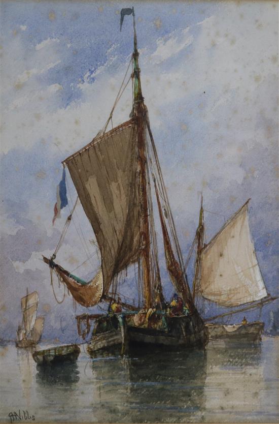 Richard Henry Nibbs (1816-1893) Dutch barges off the coast